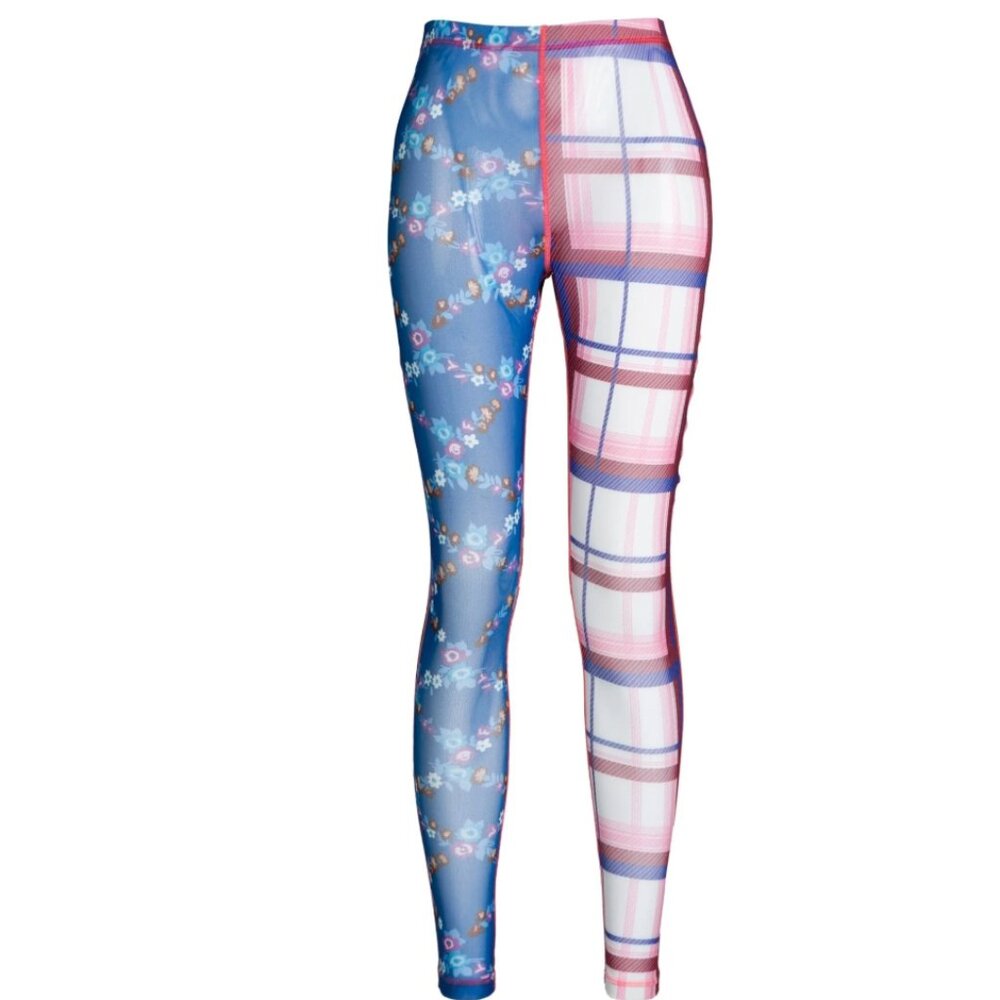 NWT CeliaB Wyvis Leggings‎ Check Patchwork Size Medium (M)